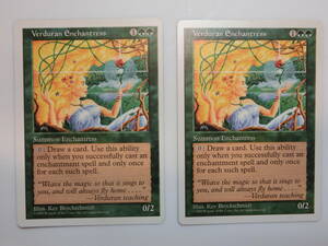 【MTG】新緑の女魔術師　（左カードは軽度なエラーカード）　英語2枚セット　第5版　5ED　レア