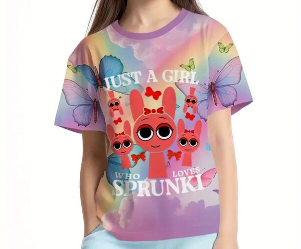 新品 スプランキー Tシャツ 120 130 ピンキ ピンク カラフル 蝶