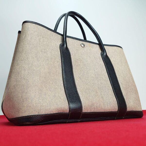 HERMES エルメス ガーデンパーティPM コーティングキャンバス トートバッグ