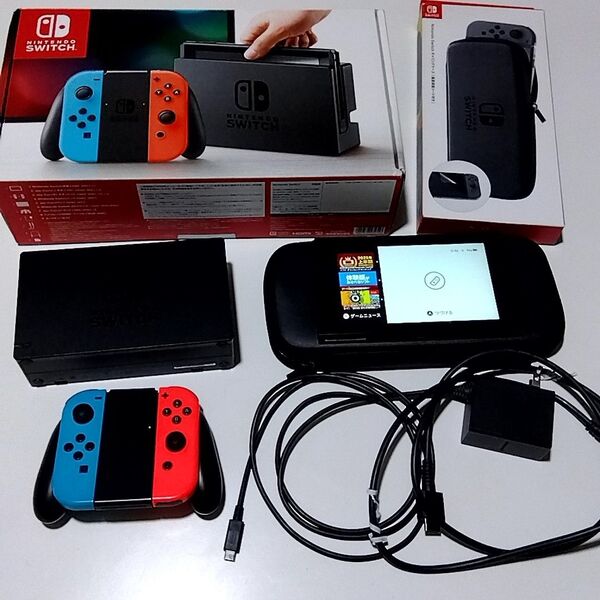 Nintendo switch 2021年製バッテリー強化型スイッチ本体、ジョイコン、ドック、ケースのセット