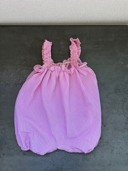 ベビー服 ピンクチェック柄 ワンピース オールインワン ベビー 80 春 夏 秋 冬 女の子