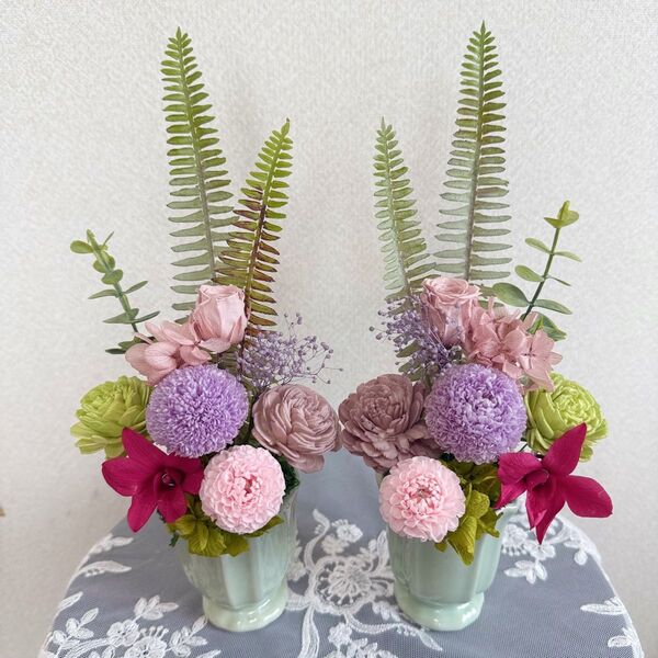 プリザーブドフラワー 仏花 一対セット お供え花 お盆