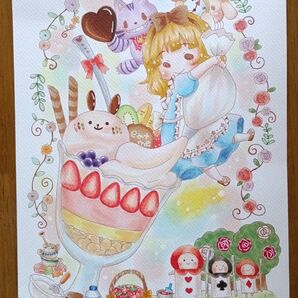 手描きイラスト アリス パフェ オリジナル