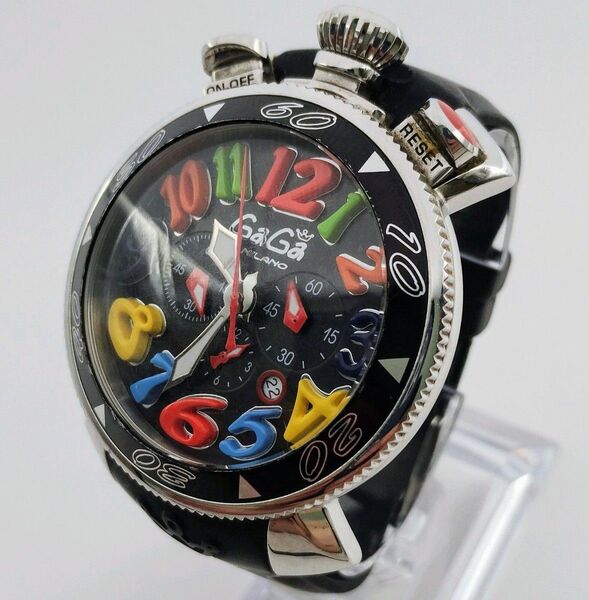 【可動品】GaGa MILANO ガガミラノ マヌアーレ48 クロノ マルチ 回転ベゼル メンズ クォーツ