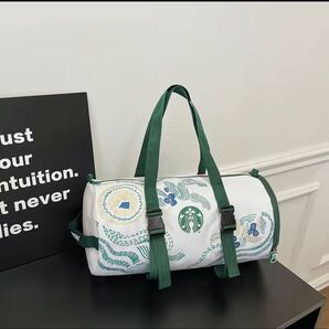 スターバックスボストンバッグ 海 キャンプ トレーニングバッグ ホワイト