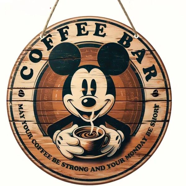 ミッキー コーヒーバー ⑦ COFFEE BAR 木製看板 カフェインテリア 飲食店インテリア