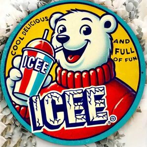 ICEE BEAR ⑥ アイシーベア ブリキ看板 アメリカン雑貨 USA オーバル アイスクリーム フローズン