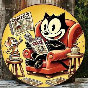 フィリックス・ザ・キャット①ブリキ看板 オーバル プレート ヴィンテージアート アメリカン雑貨 レトロ アメキャラ