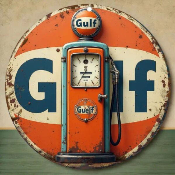 ガルフオイル ホイヤー ⑤ Gulf HEUER オーバル ブリキ看板 アメリカン雑貨 USA GULF アメリカンガレージ