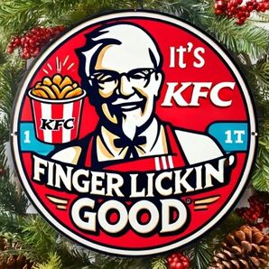 ケンタッキーフライドチキン ① KFC ブリキ看板 プレート アメリカン雑貨 ラウンド型メタルサイン