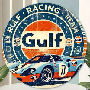 ガルフオイル ③ Gulf ブリキ看板 アメリカン雑貨 フォード GT40 アメリカンガレージ ガルフレーシング