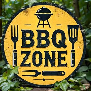 BBQ ZONE ① バーベキューゾーン ブリキ看板 アメリカン雑貨 USA