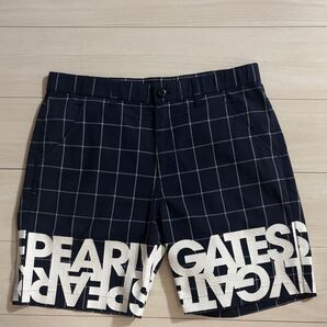 PEARLY GATES チェック柄パンツ ネイビー