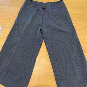 無印良品 綿麻 ストライプ パンツ