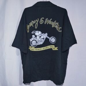 新品 開襟シャツ XL スヌーピー バイク 半袖 オープンカラーシャツ アニメ