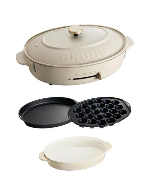 【新品未使用】BRUNO ブルーノ オーバルホットプレート たこ焼き器 グレージュ