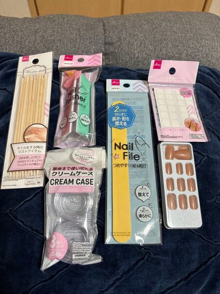 爪やすり ネイル粘着テープ つめみがき ウッドスティック ネイルチップ ダイソー