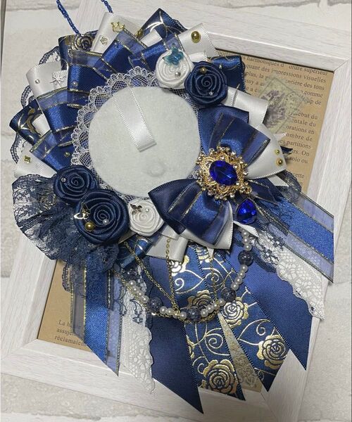 痛ロゼット ネイビー × ホワイト ハンドメイド
