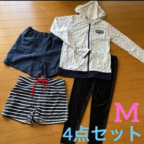 ラッシュガード 4点セット Mサイズ 美品 パーカー ショートパンツ レギンス レディース UV対策 紫外線対策 マリン