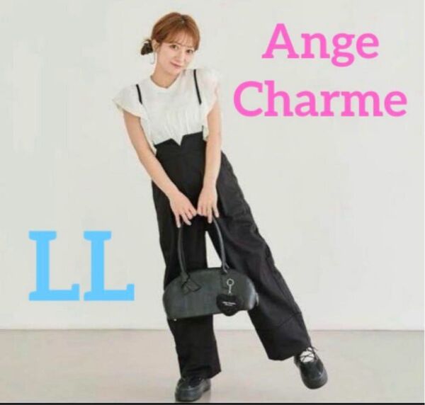 辻希美 しまむら Ange Charme サロペット 黒 LL ブラック 新品 ロールアップ 辻ちゃん アンジュシャルム 完売