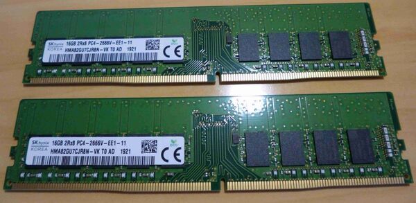 PC4-21300 DDR4-2666 ECC Unbuffered HMA82GU7CJR8N-VK 16GB 2枚組