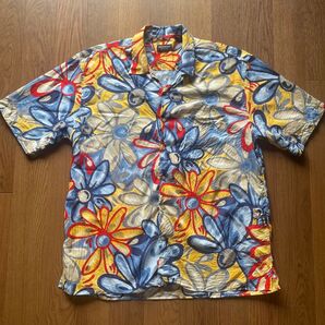 【vintage】イタリア製 オープンカラーシャツ 総柄 花柄 カラフル 90s