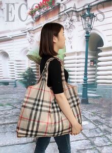 エコバッグ かばん お買い物用 折りたたみ コンパクト ブラウン 大きいサイズ 買物