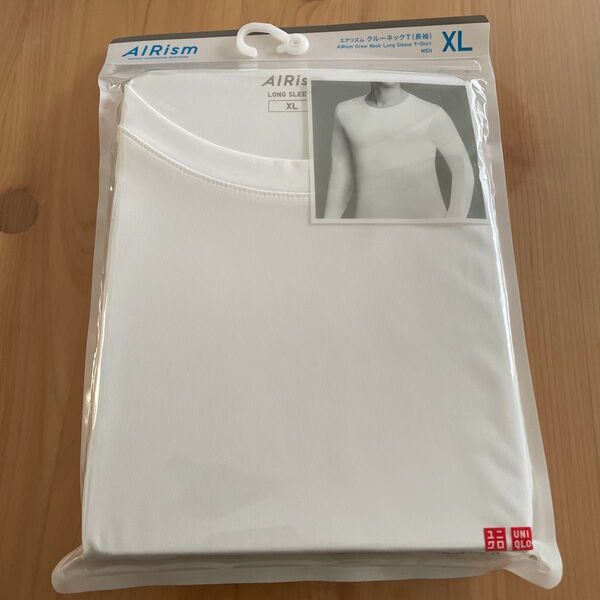エアリズム クルーネックTシャツ 長袖 XL ユニクロ UNIQLO AIRism ホワイト MEN 肌着