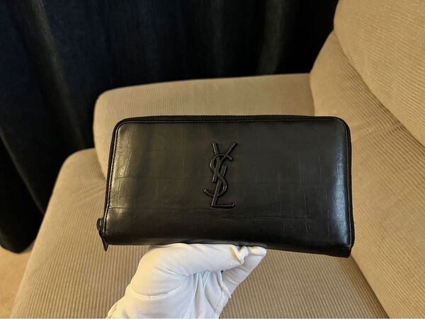 正規品 サンローラン 長財布 ラウンドファスナー ブラック 黒 レザー
