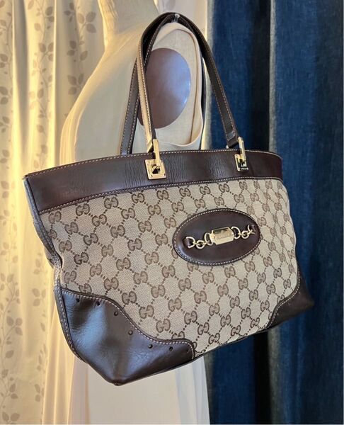 正規品 GUCCI グッチ ホースビット トートバッグ GGキャンバス 肩掛け