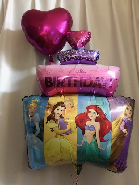 ディズニー　プリンセス　バースデー　ケーキ＆ハート　バルーン　大型　風船
