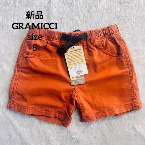 新品 GRAMICCI コットン オレンジ ショートパンツ アウトドア S ボトムス