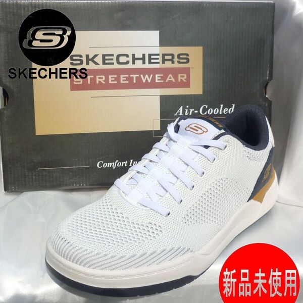 新品27cm(26.5cm相当)SKECHERS スケッチャーズ コーリス・ドーセット 白スリッポン メッシュアッパーで通気性