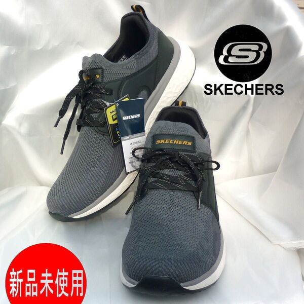 新品27cm(26.5cm相当)スケッチャーズ Skechers ランサーダルトン 黒×グレースリッポン リラックスドフィット