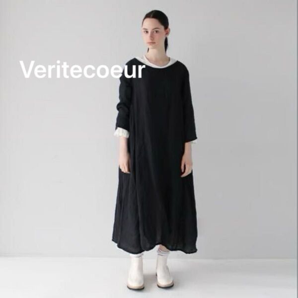 Veritecoeur ヴェリテクール(F)リネンワンピース ブラック