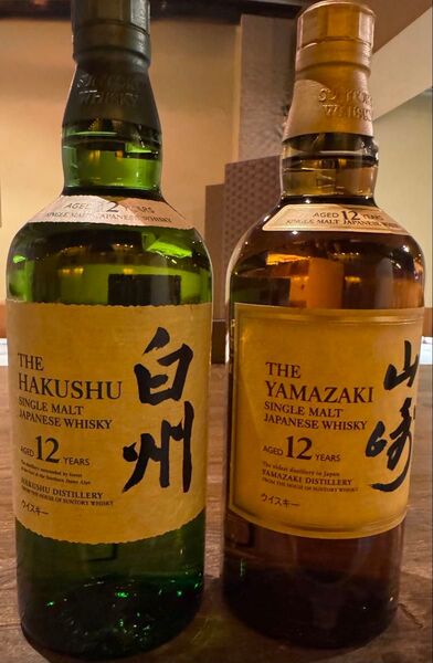 山崎 12年、白州12年 箱無し サントリー シングルモルト ウイスキー SUNTORY