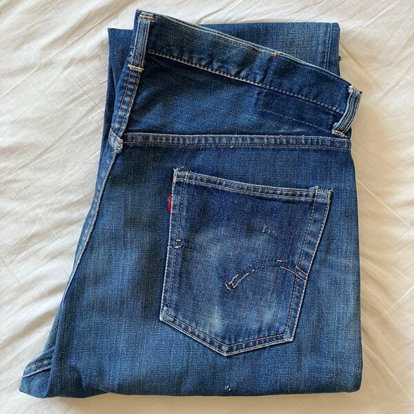 Levi's 505 BIG Eリーバイス ビンテージ デニム ジーンズ ダメージ Vステッチ 最終XX Wネーム タイプモノ