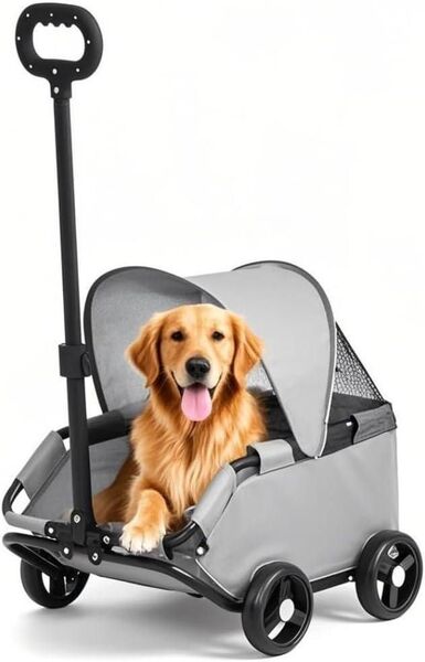 ペット用ベビーカー 折りたたみ式 犬用ベビーカー ペット運搬車 猫犬用 グレー
