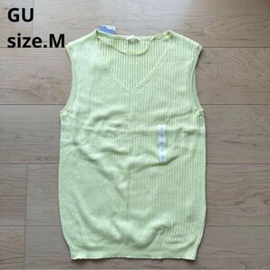 【新品】GU UVカット ウォッシャブル Vネック セーター ノースリーブ