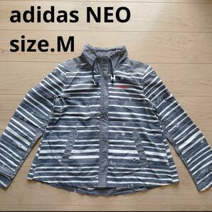 【美品】adidas NEO マリン柄 ジップアップパーカー