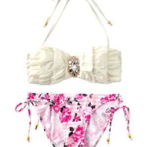 【新品未使用】dazzy beach ビジュー付き 花柄 ビキニ 水着 ビキニ セパレート 水着 上下セット 女性水着セパレート