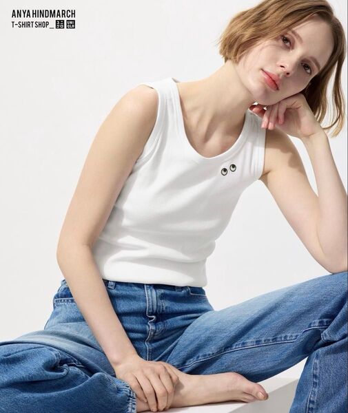 新品 未開封 T4TANK ANYA HINDMARCH ユニクロ リブタンクトップ アニヤハインドマーチ Mサイズ グレー