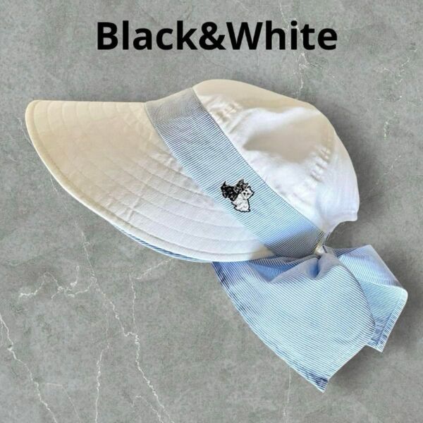 Black&White サンバイザー キャップ ゴルフ スポーツ テリア 犬柄