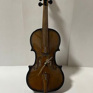 『動作確認済』RHYTHM バイオリン型 時計 オルゴール 古い バイオリン