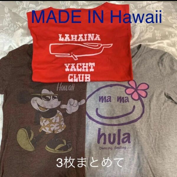 《Hawaii 》ハワイ　会員制ラハイナヨットクラブTシャツ他　Hawaii由来のTシャツ3枚　size F