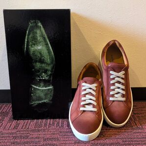 【未使用】 MAGNANNI マグナーニ スエード レザー スニーカー レッド ブラウン EU41 US8 スペイン製