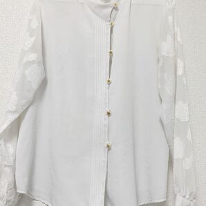 美品 希少 ブラウス アンティーク 昭和レトロ ヴィンテージ 花柄刺繍 白 トップス ホワイト