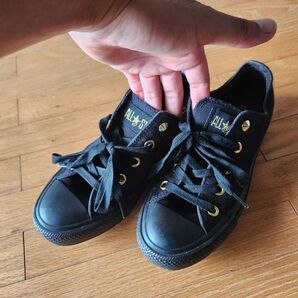 CONVERSE ALL STAR ローカットスニーカー 黒 ブラック ゴールド 22.5