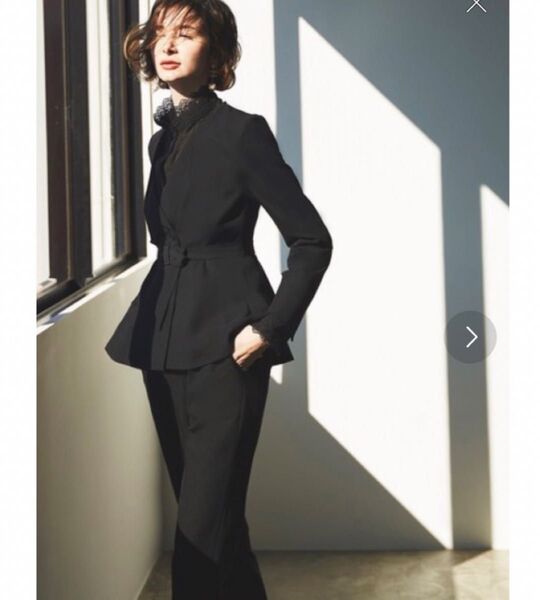【美品】タック・ペプラムジャケット&パンツセットアップフォーマルセレモニースーツ 上下セット RUIRUE BOUTIQUE