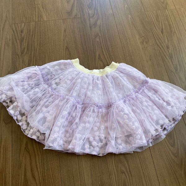 チュールスカート ラベンダー色 花柄 SHEIN